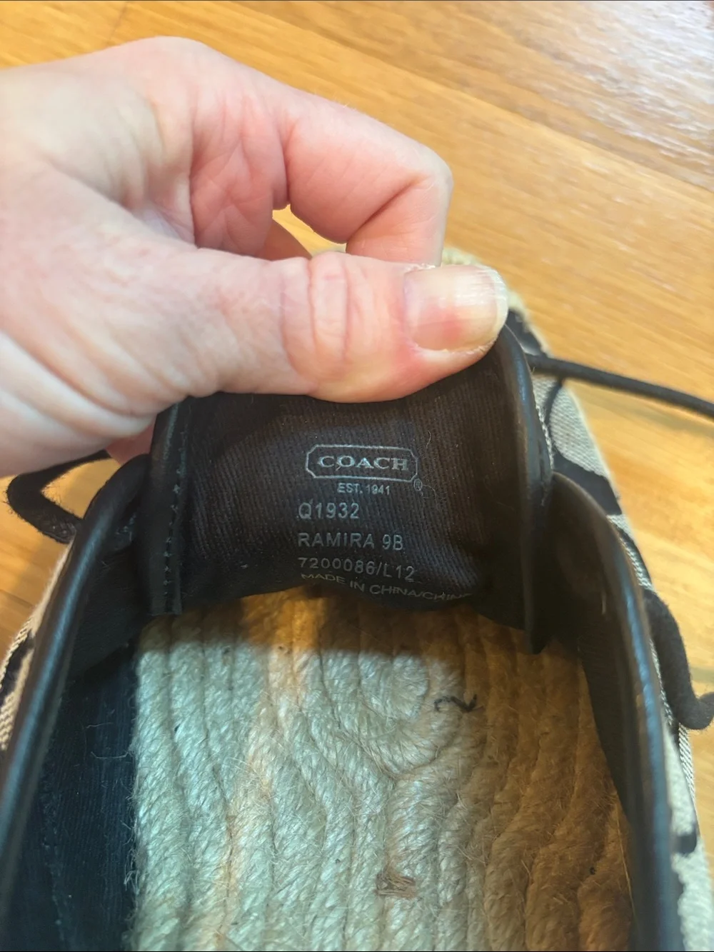 Coach Espadrille Flats Signature Print Black Size 9